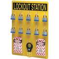Brady Lockout Station: Gen, Lockout Station, Keyed Different Padlocks, Text, Yellow, Black