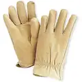 Pigskin Drivers Gloves, Shirred Wrist Cuff, Tan, Size: 2XL, Left and Right Hand