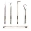 Pick and Hook Set: Steel, 4 Pieces, 5 9/16 in Overall Lg , O-Ring Removal, Marking Metal