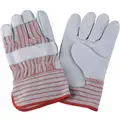Cowhide Leather Work Gloves, Safety Cuff, Red Striped, Size: XL, Left and Right Hand