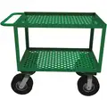 Flow-Through Utility Cart with Perforated Lipped Metal Shelves, Load Capacity 1,000 lb
