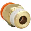 Male Adapter: Brass, Push-to-Connect x MNPT, For 1/8 in Tube OD, 1/8 in Pipe Size, 14 mm Overall Lg