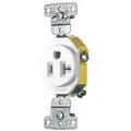 Bryant Receptacle: Single, 5-20R, 20 A, 125V AC, White, 2 Poles, Screw Terminals, Tamper Resistant