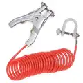 Coiled Grounding Wire, Insulation Color Orange, C-Clamp, Hand Clamp, 10 ft