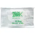 Reloc Zippit 24"L x 24"W Standard Reclosable Poly Bag with Zip Seal Closure, Clear; 4 mil Thickness