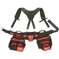 Red/Black Tool Belt, 1680D Ballistic Nylon, 30" to 53" Waist Size, Number of Pockets: 24