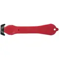 Klever Excel Hook-Style Safety Cutter: 6 1/2 in Overall Lg, Straight Handle, Plain, Steel, Red, 10 PK