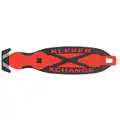 Klever X-Change Safety Cutter: 6 1/2 in Overall L, Oval Handle, Rubberized, Steel, Red