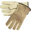 MCR Safety Leather Gloves: M ( 8 ), Cowhide, Standard, Glove, Full Finger, Shirred Slip-On Cuff, 1 PR