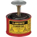 Justrite Plunger Can: 0.125 gal Can Capacity, Galvanized Steel, 2 3/4 in Dasher Plate Dia., Red