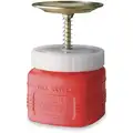 Justrite Plunger Can: 0.25 gal Can Capacity, Polyethylene, 5 in Dasher Plate Dia., Red, Brass