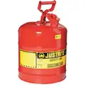 Justrite Type I Safety Can: For Flammables, Galvanized Steel, Red, 11 3/4 in Outside Dia., Type I
