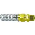 Rubber Air Brake Hose End Hose Connector with Spring Guard, Brass, 1/2" x 3/8"