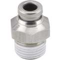Male Adapter: 316 Stainless Steel, Push-to-Connect x MNPT, For 1/4 in Tube OD, 1/8 in Pipe Size