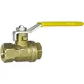 Brass Ball Valve, Lever, Lever, 1-1/2" Pipe Size, 600 psi WOG Pressure Rating, Full Port