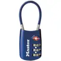 Master Lock 3-Dial Luggage and Briefcase Padlock, 1-1/2"H x 5/8"W Shackle, TSA Approved, Blue