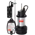 1/2 HP Submersible Sump Pump, Dual Float Switch Type, Cast Iron Base Material