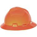 MSA Full Brim Hard Hat, 4 pt. Pinlock Suspension, Hi-Visibility Orange, Hat Size: One Size Fits Most