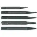 Mitutoyo Center Punch Set: 1/16 in_5/32 in Tip Size, 3 in_4 in Overall Lg, 5 Pieces, Knurled Grip