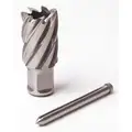 1/2" X 1" High Speed Steel, Uncoated Annular Cutter with Pilot, Weldon Drive, 3/4" Shank Dia.