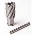 11/16" X 1" High Speed Steel, Uncoated Annular Cutter with Pilot, Weldon Drive, 3/4" Shank Dia.