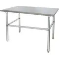 Fixed Height Work Table, Stainless Steel, 30" Depth, 34-1/2" Height, 60" Width,600 lb. Load Capacity