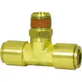 DOT Approved Swivel Male Branch Tee, Air Brake Push-To-Connect Fitting, Brass, 1/4" x 1/4"