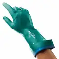 Alphatec Chemical Resistant Gloves: 28 mil Glove Thick, 15 in Glove L, Lozenge, Green, 8 Glove Size, 1 PR
