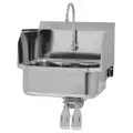 Hand-Wash Sink: Sani-Lav, 2 gpm Flow Rate, Splash, 17 in x 14 in Bowl Size, 7 in Bowl Dp, 18 ga