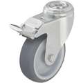 Light Duty, Swivel Corrosion-Resistant Bolt-Hole Caster with Total Lock Brake; 265 lb. Load Rating, 4-7/8" Wheel Dia.