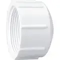 Cap: 1 1/2 in Fitting Pipe Size, Schedule 40, Female NPT, 330 psi, White