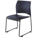 Black Steel Stacking Chair with Black Seat Color, 1EA