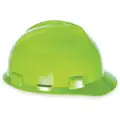 MSA Front Brim Hard Hat, 4 pt. Ratchet Suspension, Hi-Visibility Yellow/Green, Hat Size: 6-1/2 to 8