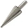 Step Drill Bit, High Speed Steel, 12 Hole Sizes, 1/16" Step Thickness, 3/16" - 7/8"