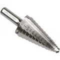 Step Drill Bit, High Speed Steel, 9 Hole Sizes, 1/16" Step Thickness, 1/2" - 1"
