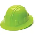 Full Brim Hard Hat, 4 pt. Ratchet Suspension, Hi-Visibility Lime, Hat Size: 6-1/2 to 8