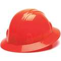 Full Brim Hard Hat, 4 pt. Ratchet Suspension, Hi-Visibility Orange, Hat Size: 6-1/2 to 8
