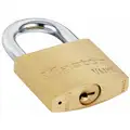 Master Lock Different-Keyed Padlock, Open Shackle Type, 13/16" Shackle Height, Brass