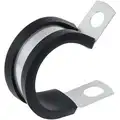 2" Dia. Cushioned Cable Clamp, 304 Stainless Steel, Black, 1/2" Width, PK10