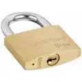 Master Lock Different-Keyed Padlock, Open Shackle Type, 15/16" Shackle Height, Brass
