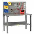 Little Giant Bolted Workbench with Panel, Steel, 28-3/4" Depth, 27" to 41" Height, 48" Width, 3000 lb. Load Capac