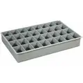 Plastic Compartment Drawer Insert, Compartments per Drawer: 32, Removable Dividers: No, Gray
