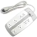 Power First 6 ft. Surge Protector Outlet Strip, White; No. of Total Outlets: 8