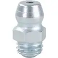 Grease Fitting: 1/4"-28 Fitting Thread Size, UNF, Steel, 33/64 in Overall Lg, 10 PK