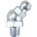 Grease Fitting: M6-1.00mm Fitting Thread Size, 45&deg; Fitting Head Angle, Metric, Steel, 10 PK
