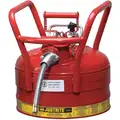 Justrite Type II Can, 2-1/2 gal., Flammables, Galvanized Steel, Red