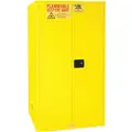 Condor Flammables Safety Cabinet: Std, 60 gal, 34 in x 34 in x 66 1/2 in, Yellow, Self-Closing, 2 Shelves