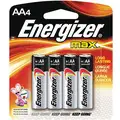 Energizer Max, AA Battery, Alkaline, Premium, 1.5V DC, PK 4