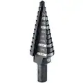 Step Drill Bit, High Speed Steel, 12 Hole Sizes, 5/32" Step Thickness, 3/16" - 7/8"