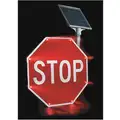 Tapco LED Stop Sign: 30 in x 30 in Nominal Sign Size, Aluminum, 0.08 in Thick, R1-1 MUTCD, Diamond Grade